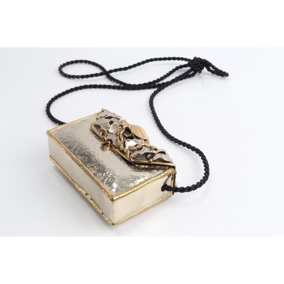 Vtg Handmade Artisan Mixed Metal Sea Life Themed Minaudiere' Evening Bag 1980's - Picture 11 of 16